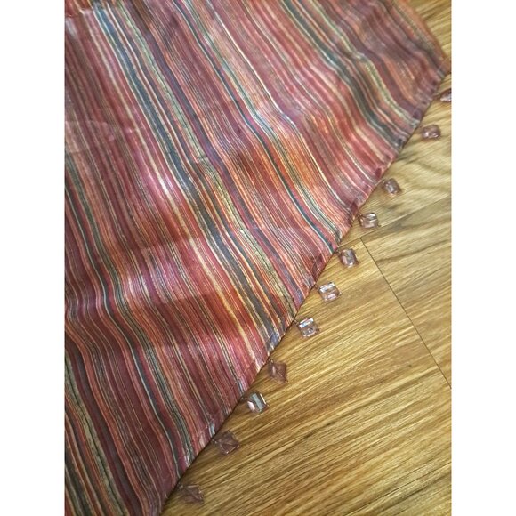 Striped Beaded Triangle Valance Swag Semi Sheer Better Homes Boho 24x40 - Picture 3 of 4